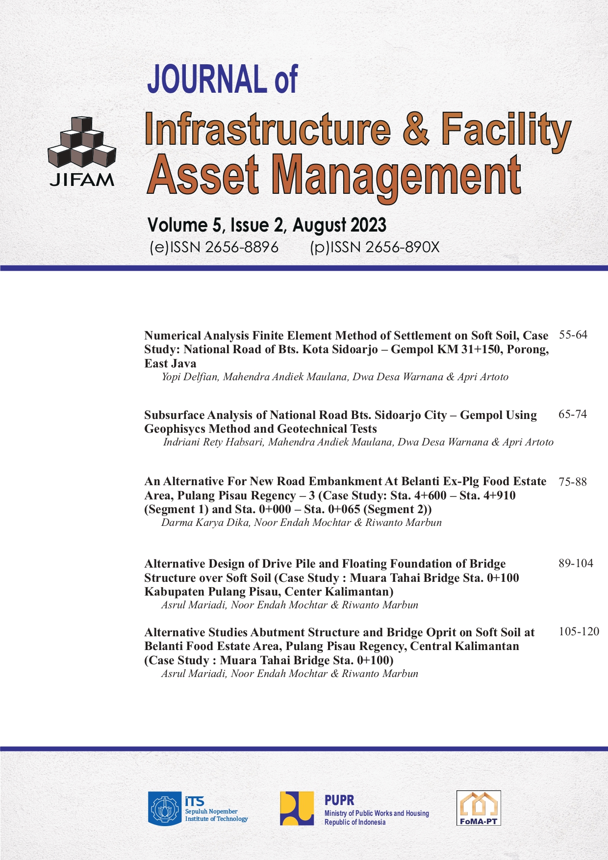 					View Vol. 5 No. 2 (2023): Journal of Infrastructure & Facility Asset Management
				